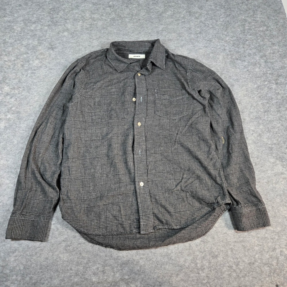 Buck Mason Mens Grey Glen Plaid Button Down Shirt Medium
